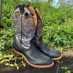 Boulet black round toe mermaid top cowboy boots 8.5C